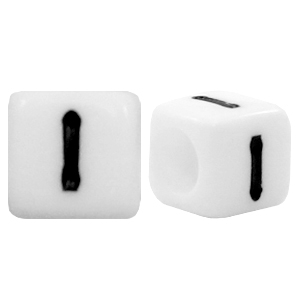 Perline alfabeto in acrilico con disegno lettera I bianco