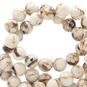 Perline in pietra naturale Calcite 4mm conchiglia bianco antico