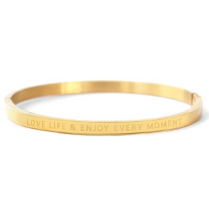 Bracciali in acciaio inossidabile con scritta 'love life and enjoy every moment' oro
