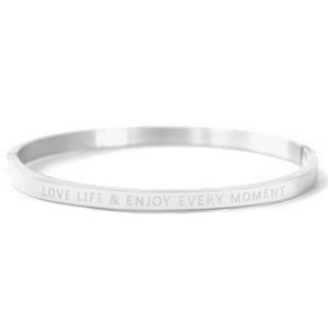 Bracciali in acciaio inossidabile con scritta 'love life and enjoy every moment' argento