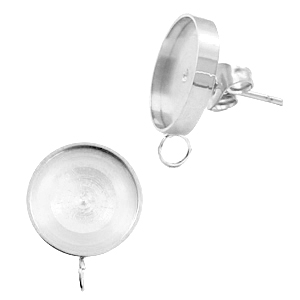 Polaris Steel in acciaio inossidabile perni con castone per cabochon 7 mm Swarovski SS34 con anellino verticale argento