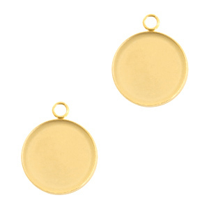 Componenti in acciaio inossidabile castone a ciondolo per cabochon 12mm oro