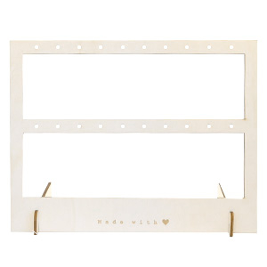 Espositore per bigiotteria Bamb&ugrave; per orecchini 2 file 'made with &hearts;' naturale (colore naturale di legno)