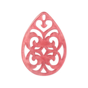 Pendenti in resina 38x27 mm a forma di goccia in stile barocco rosa vivo