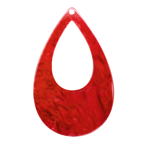 Pendenti in resina 57x36 mm a forma di goccia rosso peperoncino