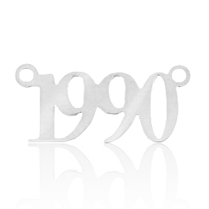 Ciondoli in acciaio inossidabile distanziatore anno 1990 argento