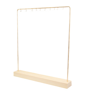 Espositore per bigiotteria per collane con supporto di legno naturale-oro