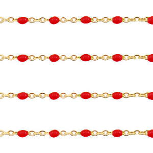 Componenti in acciaio inossidabile 1mm catena stile rosario rosso samba-oro