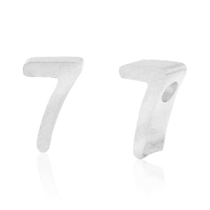 Perline in acciaio inossidabile con disegno numero 7 argento