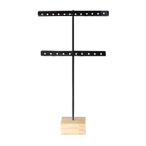 Espositore per bigiotteria a 'T' con supporto di legno per orecchini nero - legno