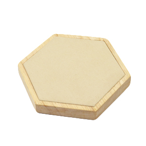 Espositore per bigiotteria esagono in legno e pelle scamosciata finta per gioielli vari naturale-beige