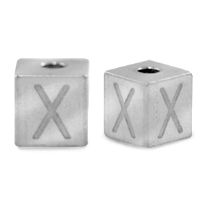 Perline in acciaio inossidabile lettera X argento