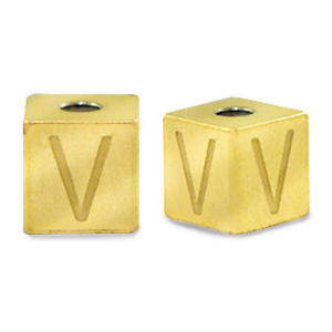 Perline in acciaio inossidabile lettera V oro