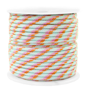 Cordoncino tubolare intrecciato 2mm turchese-rosa