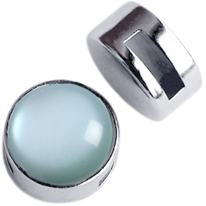 Passanti di metallo DQ Cuoio&reg; con castone per cabochon 12mm argento