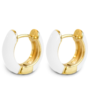 Orecchini alla moda a cercio smalto 15mm bianco-oro