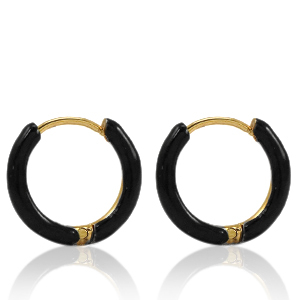 Orecchini in acciaio inossidabile a cerchio smalto 17mm nero-oro
