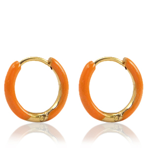 Orecchini in acciaio inossidabile a cerchio smalto 14mm arancio-oro