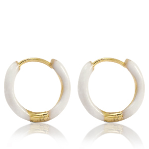 Orecchini in acciaio inossidabile a cerchio smalto 17mm bianco-oro