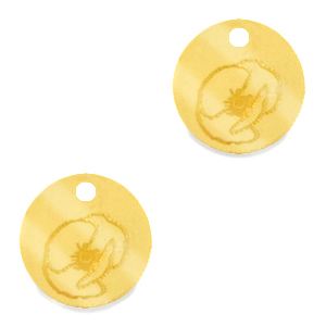 Ciondoli Plexx 12mm Fiore di nascita Agosto-Papavero oro