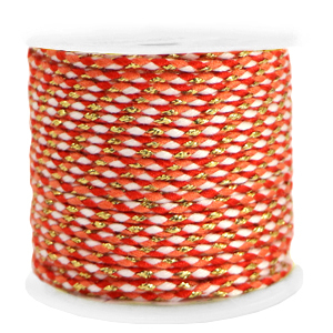 Cordoncino intrecciato alla moda 2mm oro-arancio rosso bianco
