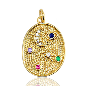 Metallo TQ in ottone ciondolo luna e stella oro