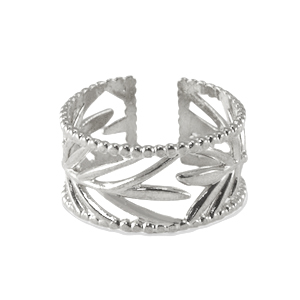 Componenti di metallo DQ anello foglia argento antico (privo di nichel)