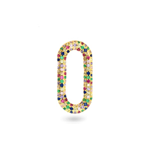 Distanziatore con zirconia arcobaleno ovale oro
