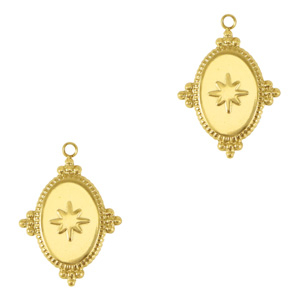 Ciondoli in acciaio inossidabile ovale stella oro