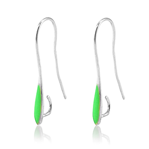 Componenti di metallo DQ orecchini / monachelle argento antico-verde neon (privo di nichel)