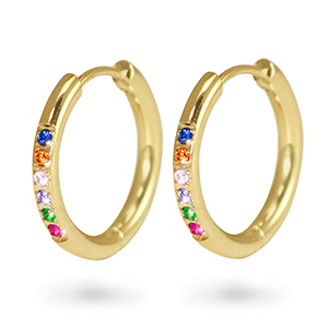 Orecchini in acciaio inossidabile a cerchio zircone 19mm oro