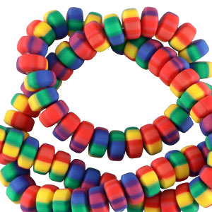 Perline di polimero rondella 7mm multicolore arcobaleno