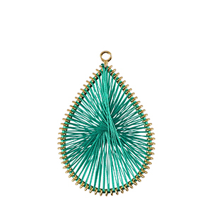 Pendente all'uncinetto con coda di topo goccia oro-verde capanna