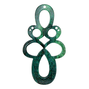 Pendenti in resina barocco glitterato multicolore verde