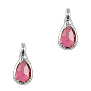 Pendenti di vetro Crystal Glass goccia rosa-argento