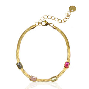 Bracciali in acciaio inossidabile catena serpente cristallo oro-multicolore