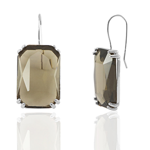 Orecchini con Cristalli rettangolo marrone-argento