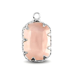 Pendenti di vetro Crystal Glass rettangolo rosa-argento