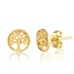 Metallo TQ in ottone orecchini albero della vita oro