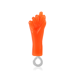 Pendenti in resina "Mano Fico" arancio neon-argento