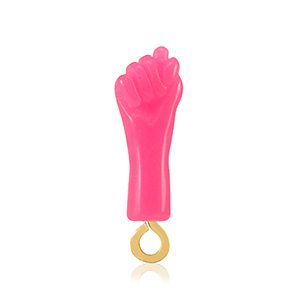Pendenti in resina "Mano Fico" rosa neon-oro