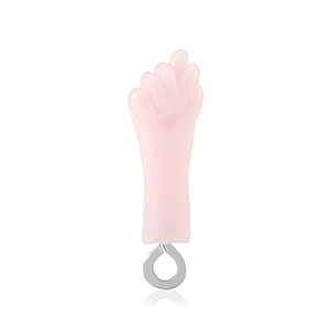 Pendenti in resina "Mano Fico" rosa bambino-argento