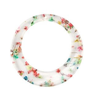 Pendenti in resina con fiorellini secchi 39mm oro-multicolore