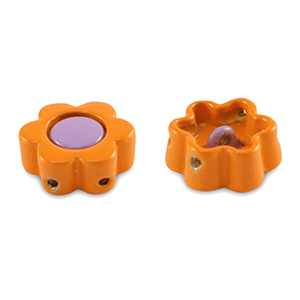 Perline Tile fiore arancio-viola paisley