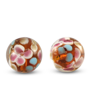 Perline di vetro 14mm trasparente-arancione ambra