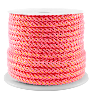 Cordoncino alla moda 3mm rosa-oro neon