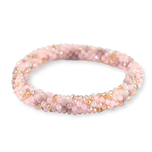 Bracciali con perline sfaccettate multicolore beige-rosa