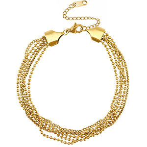 Cavigliere in acciaio inossidabile multiplo giro oro