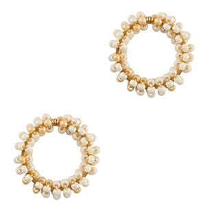 Ciondoli in acciaio inossidabile perline beige-oro