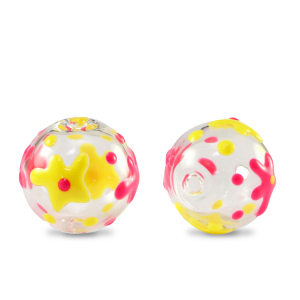 Perline di vetro dipinte a mano 14mm trasparente-rosa corallo giallo